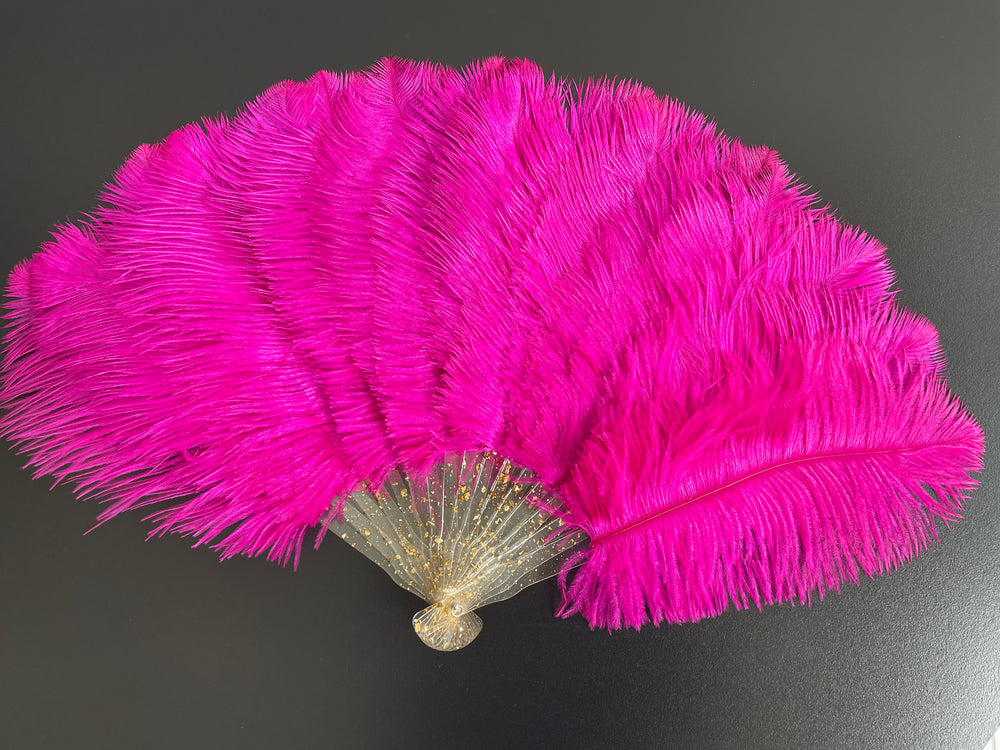 Rose Ostrich Feather Resin Fan
