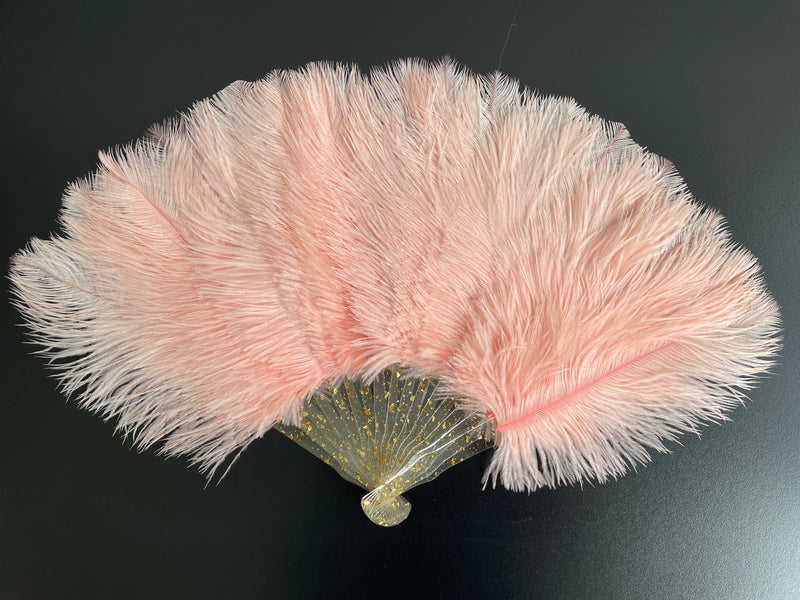 Shrimp Pink Ostrich Feather Resin Fan