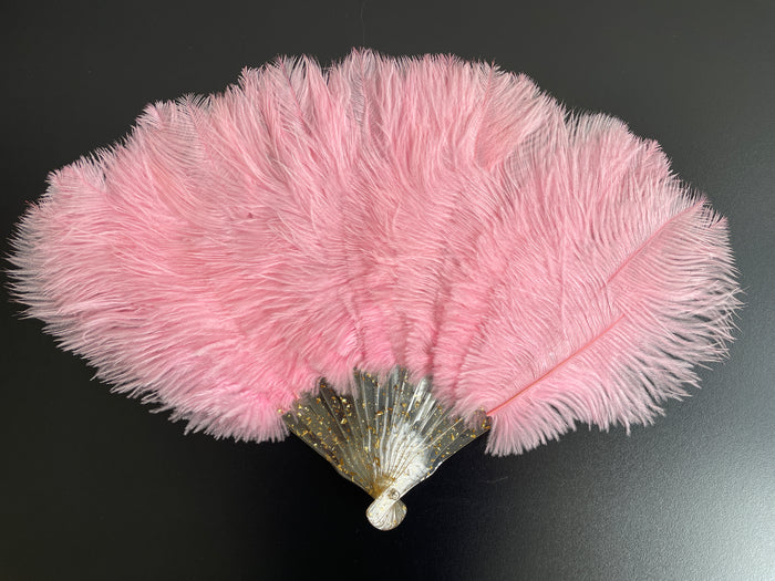 Pink Ostrich Feather Resin Fan