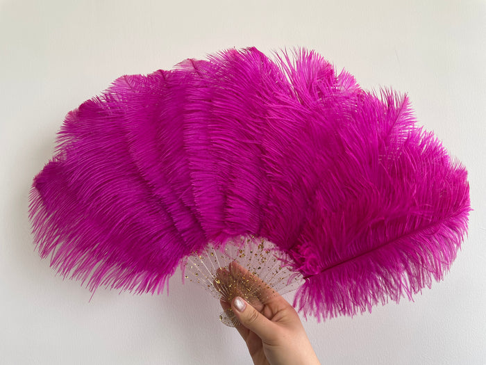 Rose Ostrich Feather Resin Fan
