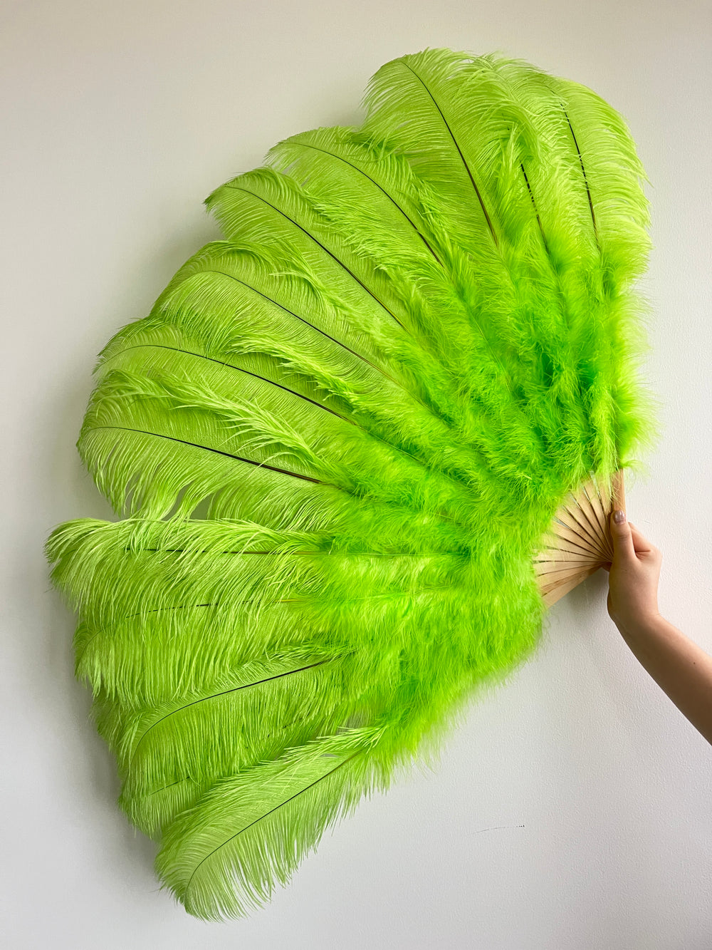 Apple Green Ostrich Feather Fan