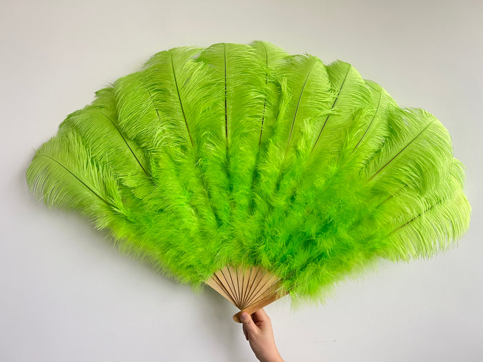 Apple Green Ostrich Feather Fan