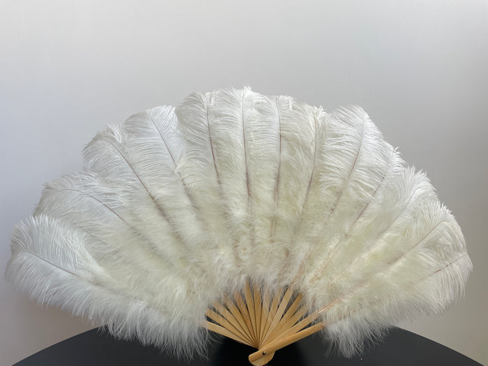 Beige Ostrich Feather Fan