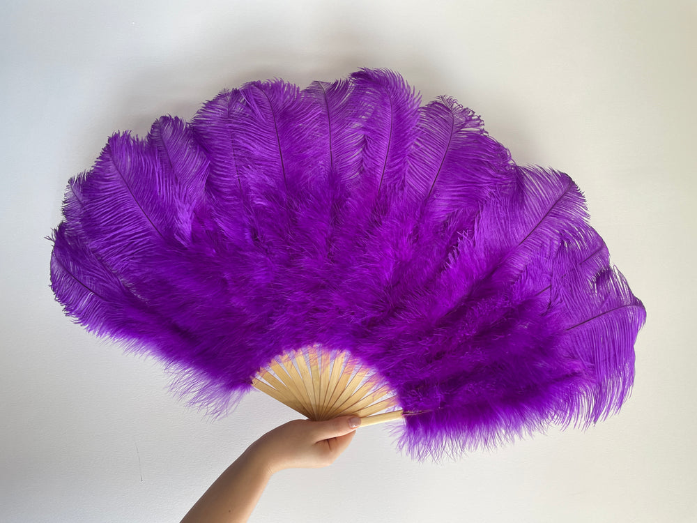 Purple Ostrich Feather Fan