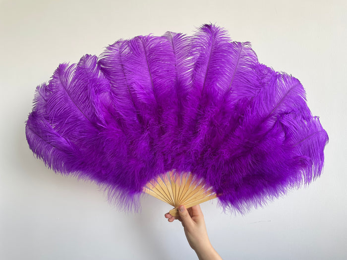 Purple Ostrich Feather Fan