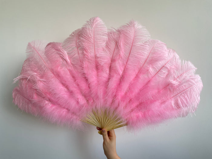 Pink Ostrich Feather Fan