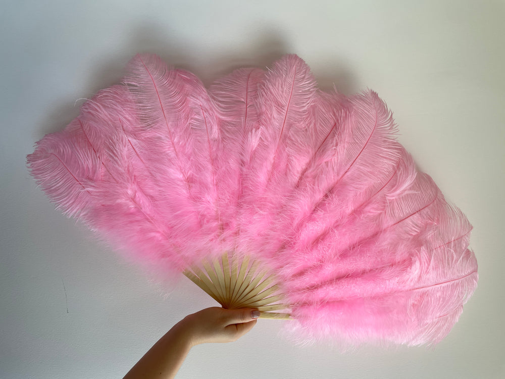 Pink Ostrich Feather Fan