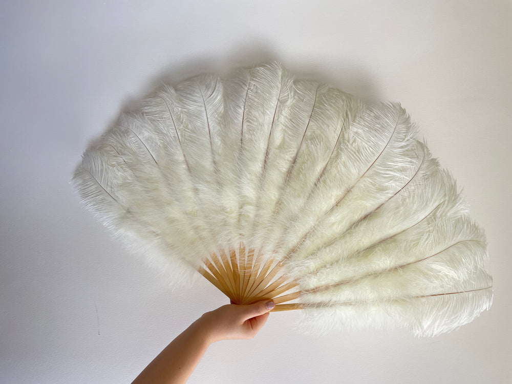 Beige Ostrich Feather Fan
