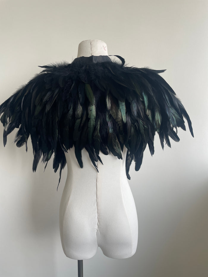 Black Feather Cape – Gothic Halloween Statement Shawl