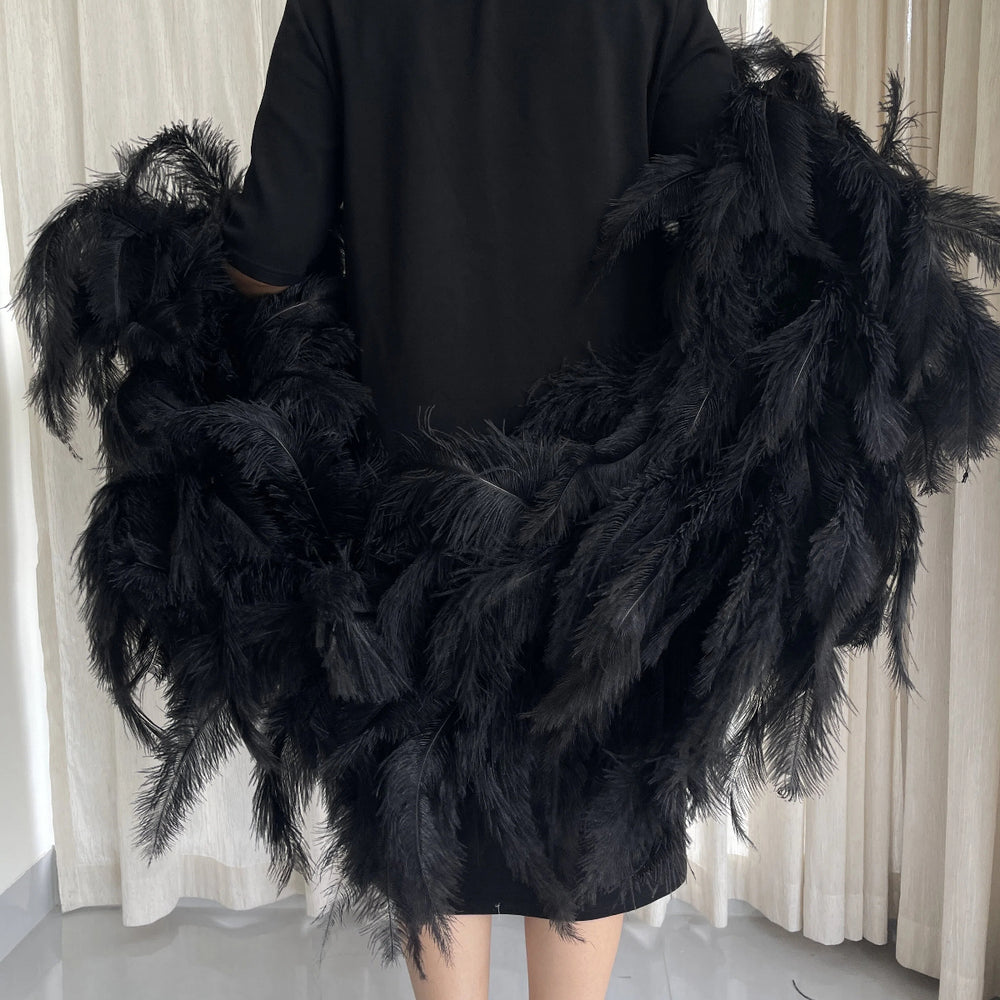 Black Whole Feather Shawl