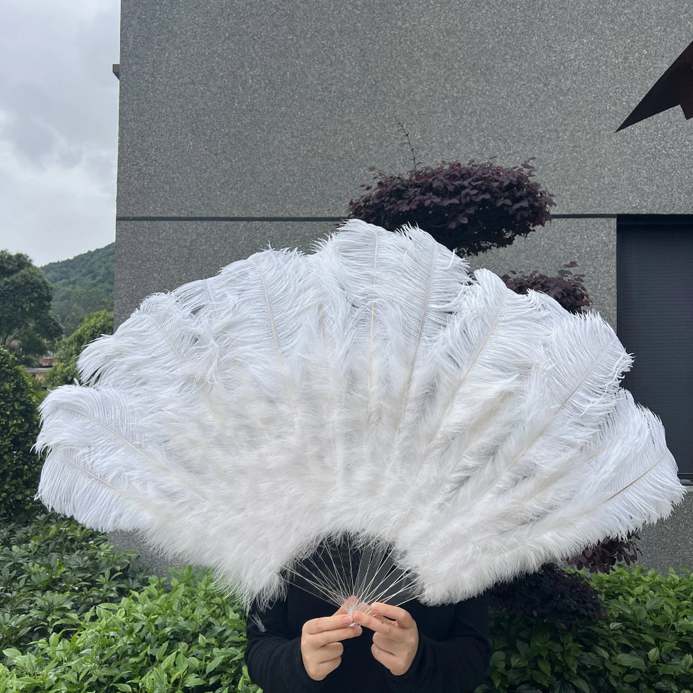 Large White Ostrich Feather Fan