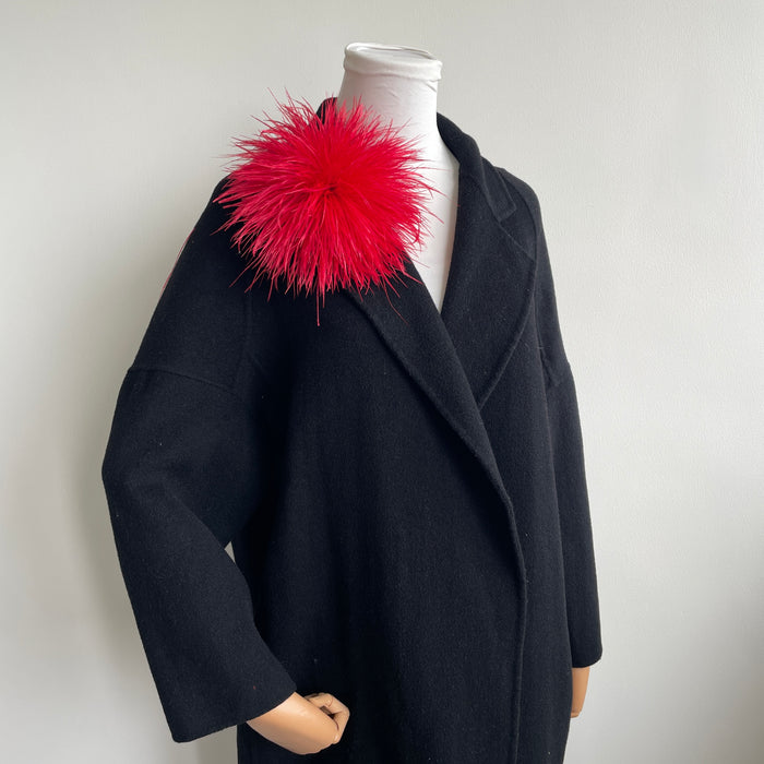Red Ostrich Feather Brooch