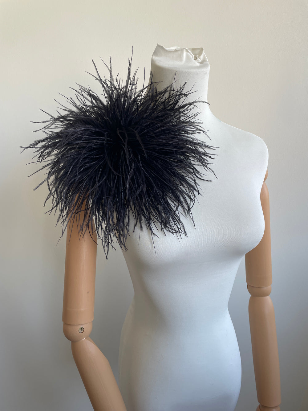 Luxury Black Ostrich Feather Brooch