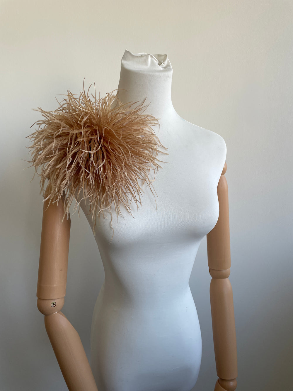 Luxury Champagne Ostrich Feather Brooch