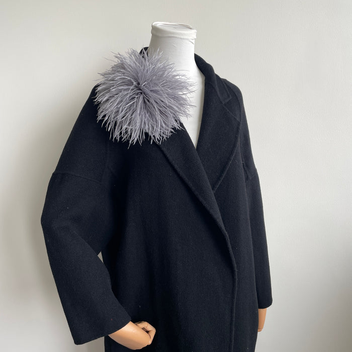 Grey Ostrich Feather Brooch