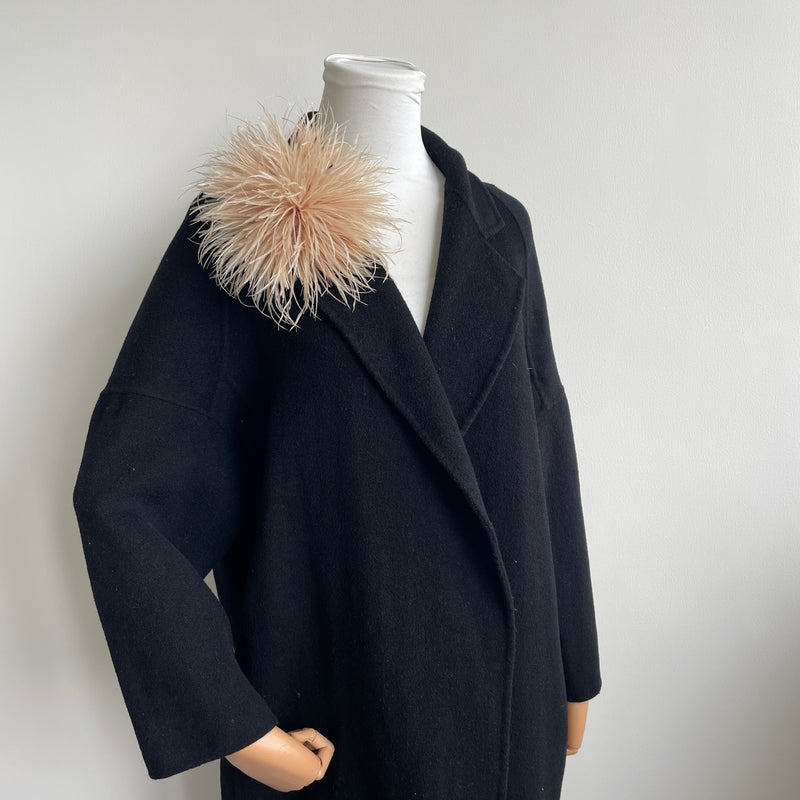 Khaki Ostrich Feather Brooch