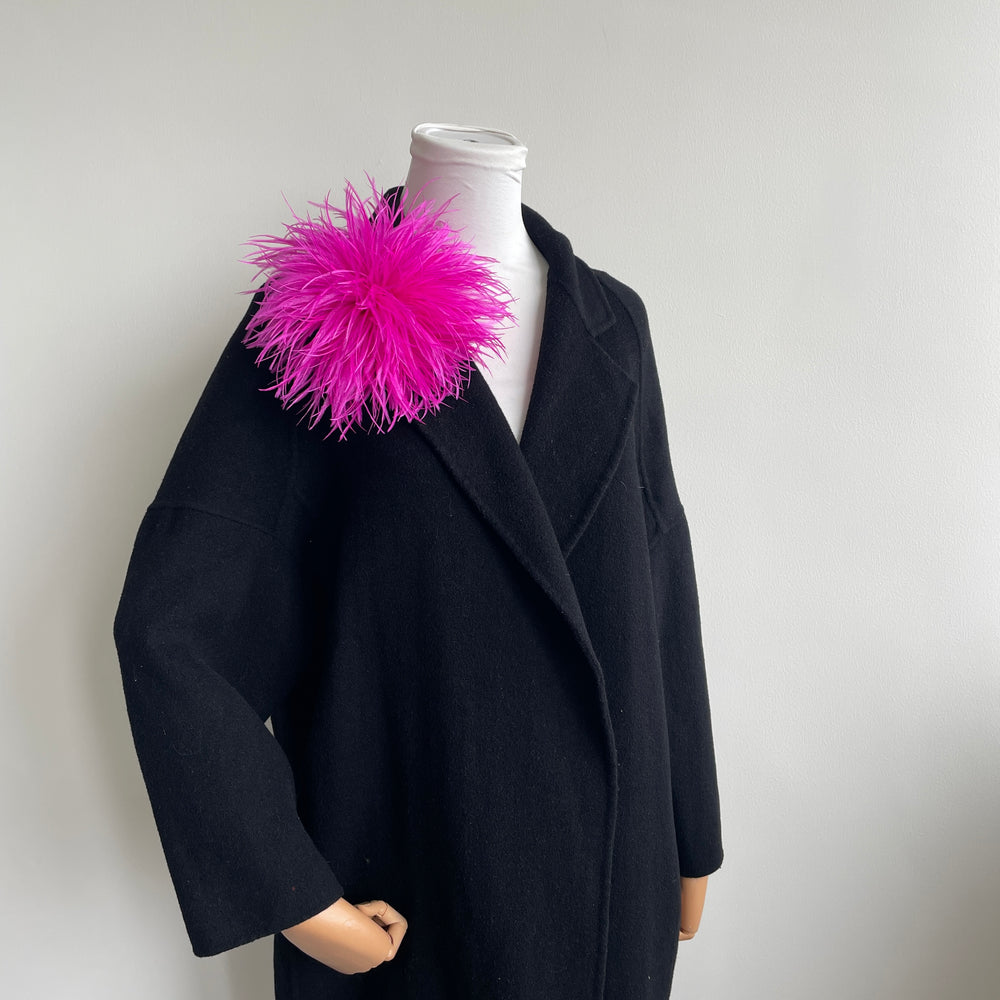 Rose Red Ostrich Feather Brooch