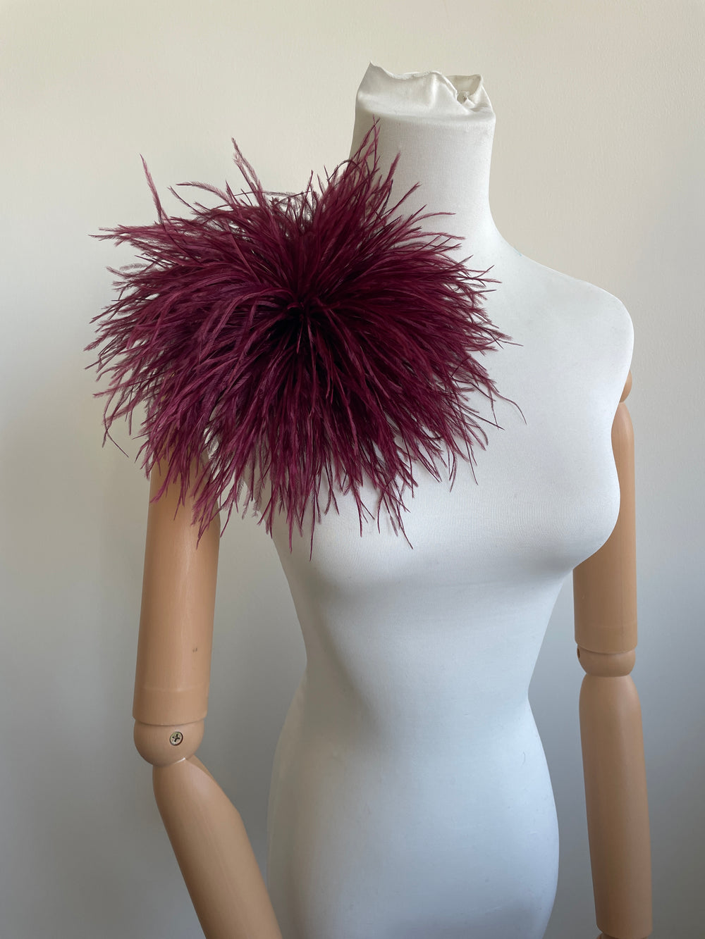 Luxury Burgundy Ostrich Feather Brooch