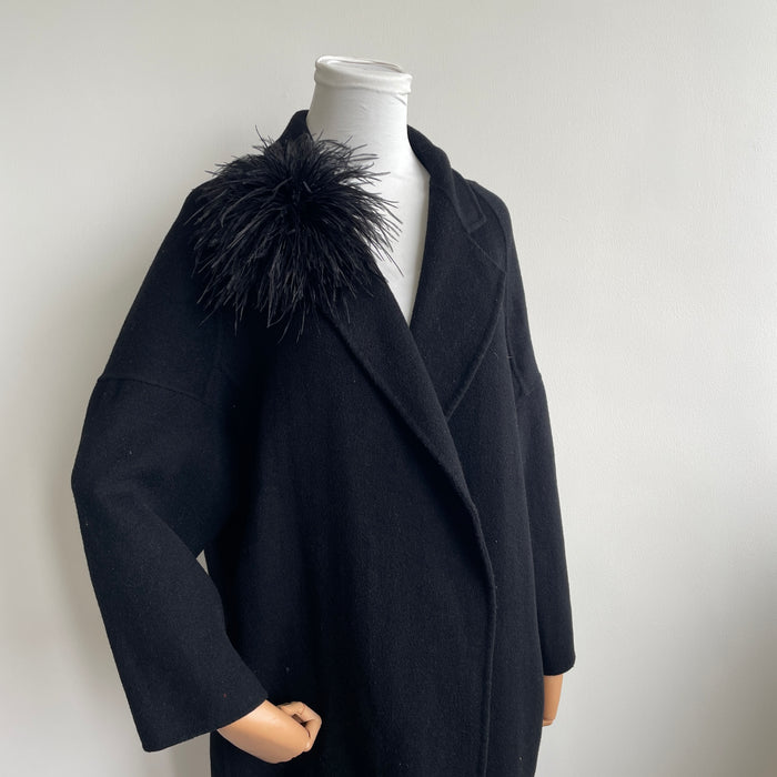 Black Ostrich Feather Brooch