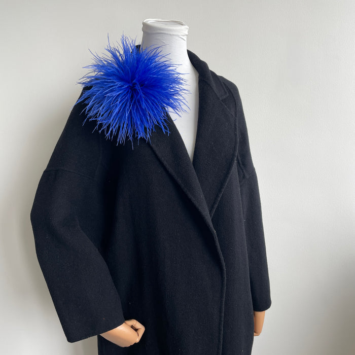 Royal Blue Ostrich Feather Brooch