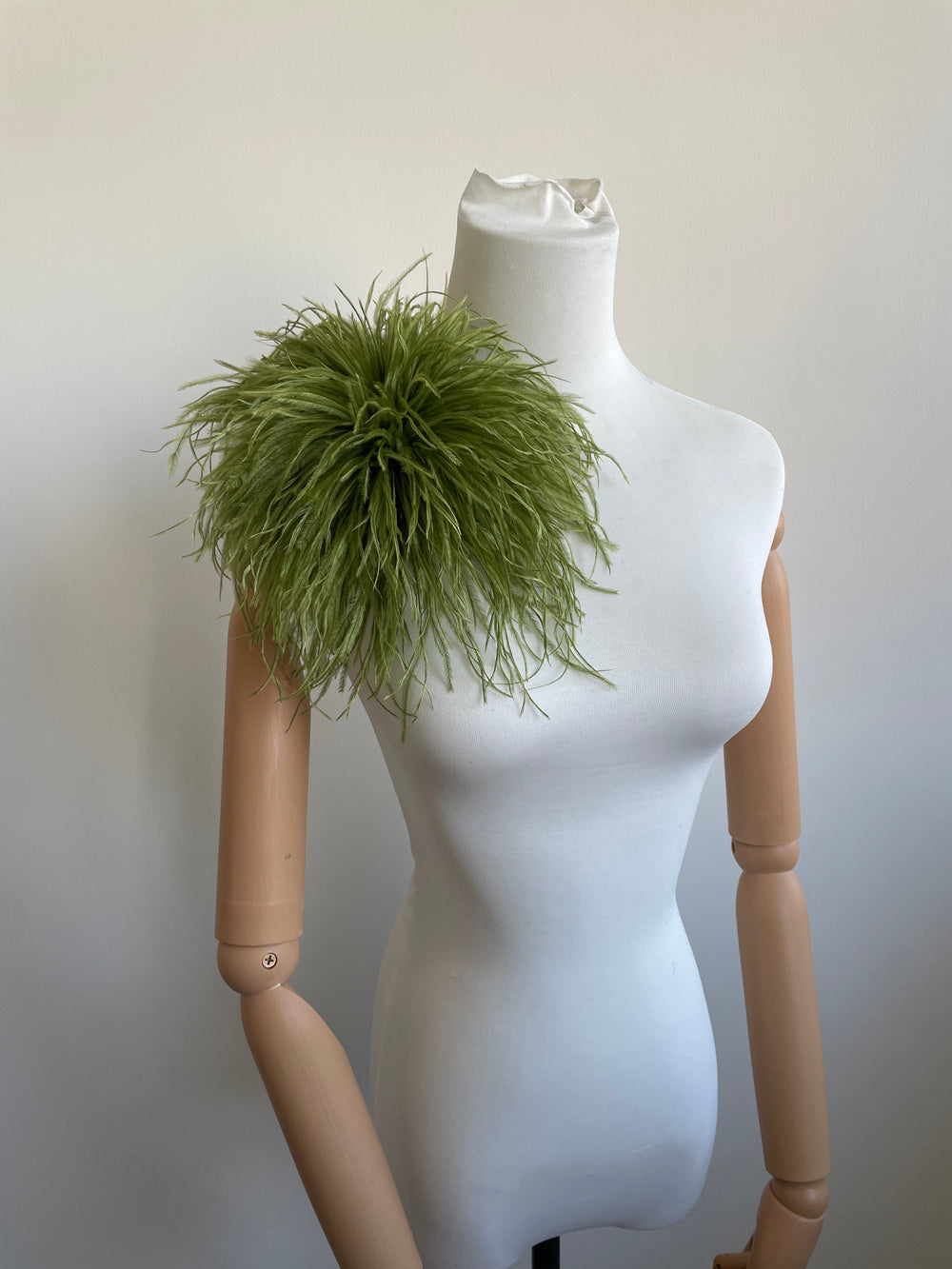 Luxury Olive Green Ostrich Feather Brooch