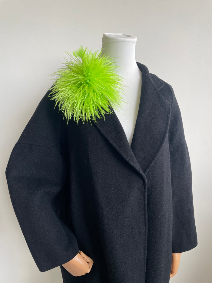 Apple Green Ostrich Feather Brooch with Triangle Feather Accents