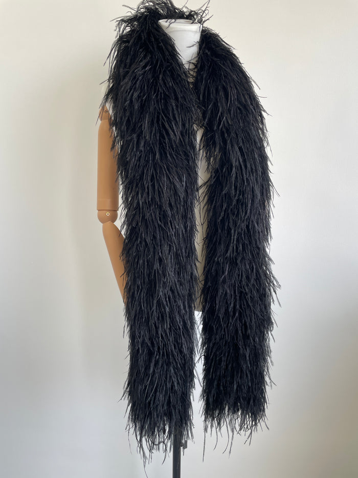 Black Ostrich Feather Boa Shawl – Luxury Feather Wrap