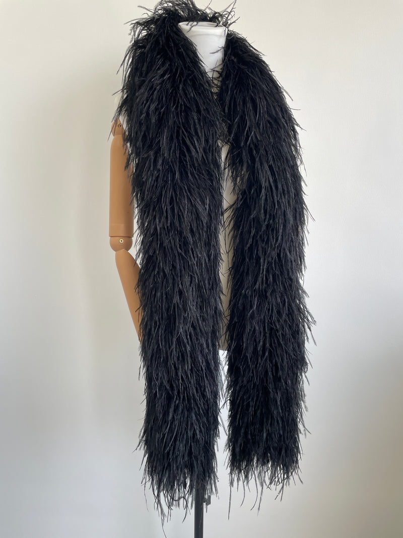Black Ostrich Feather Boa Shawl – Luxury Feather Wrap