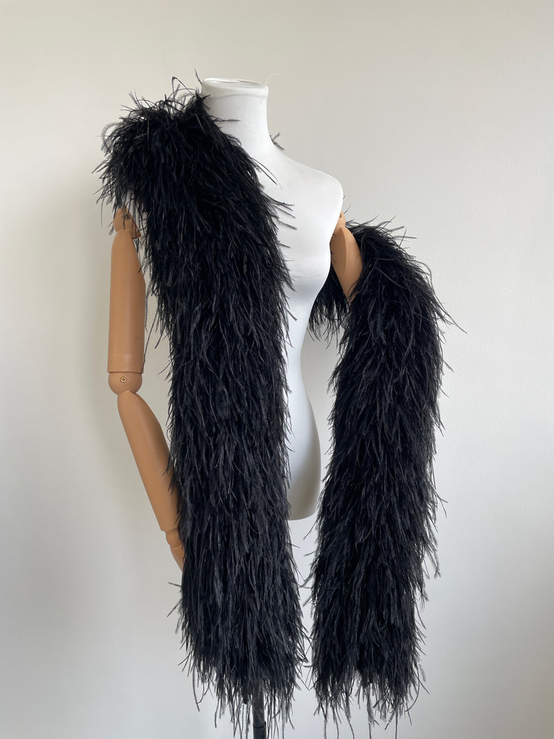 Black Ostrich Feather Boa Shawl – Luxury Feather Wrap