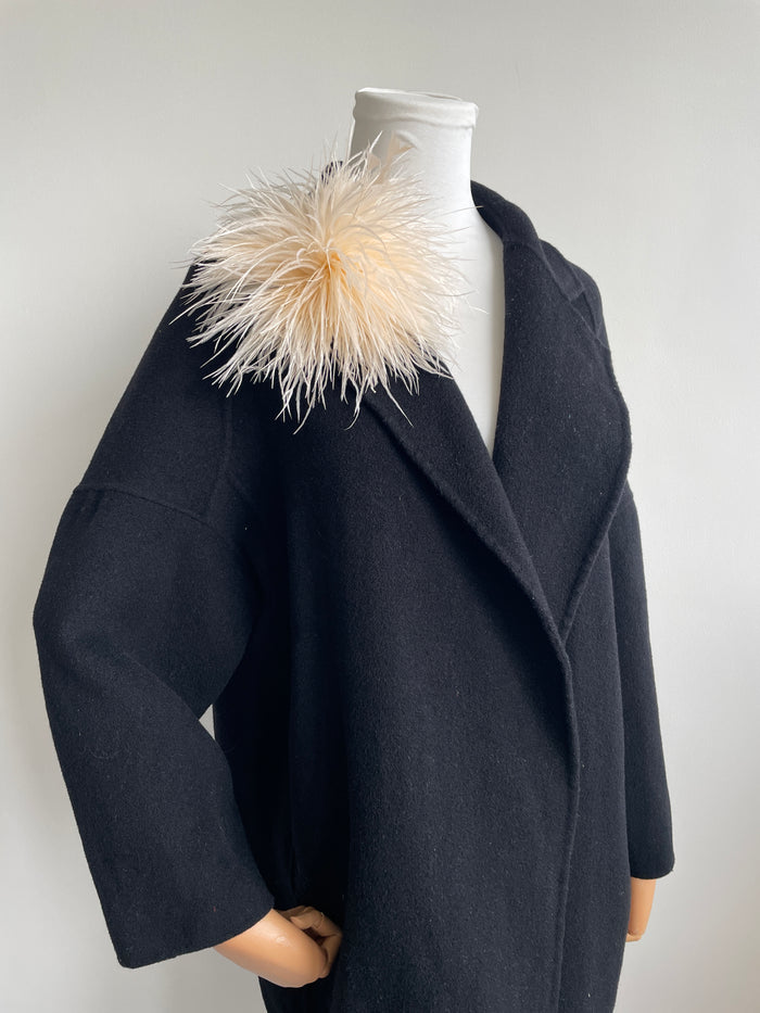Champagne Ostrich Feather Brooch with Triangle Feather Accents