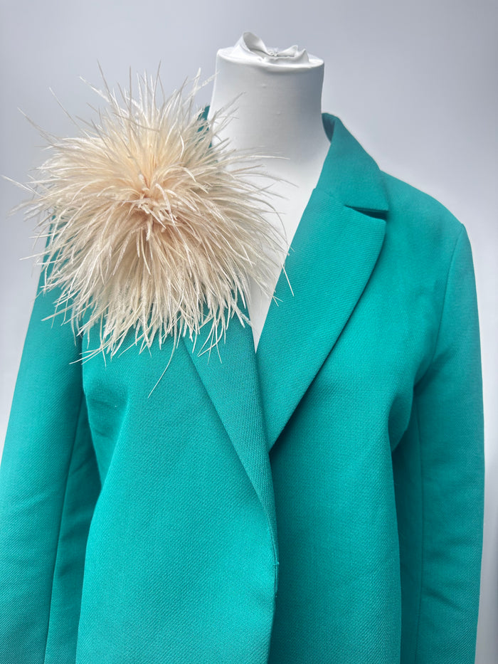 Champagne Ostrich Feather Brooch