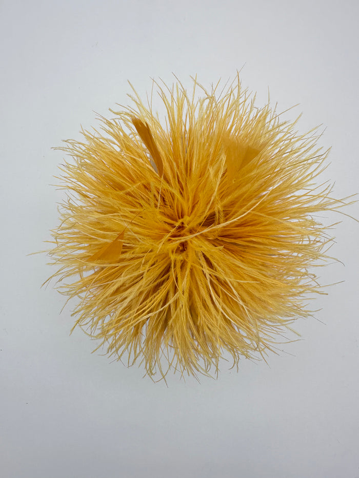 Gold Ostrich Feather Brooch with Triangle Feather Accents