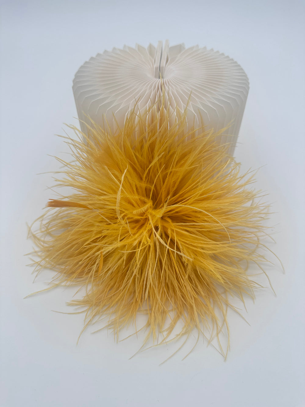 Gold Ostrich Feather Brooch with Triangle Feather Accents
