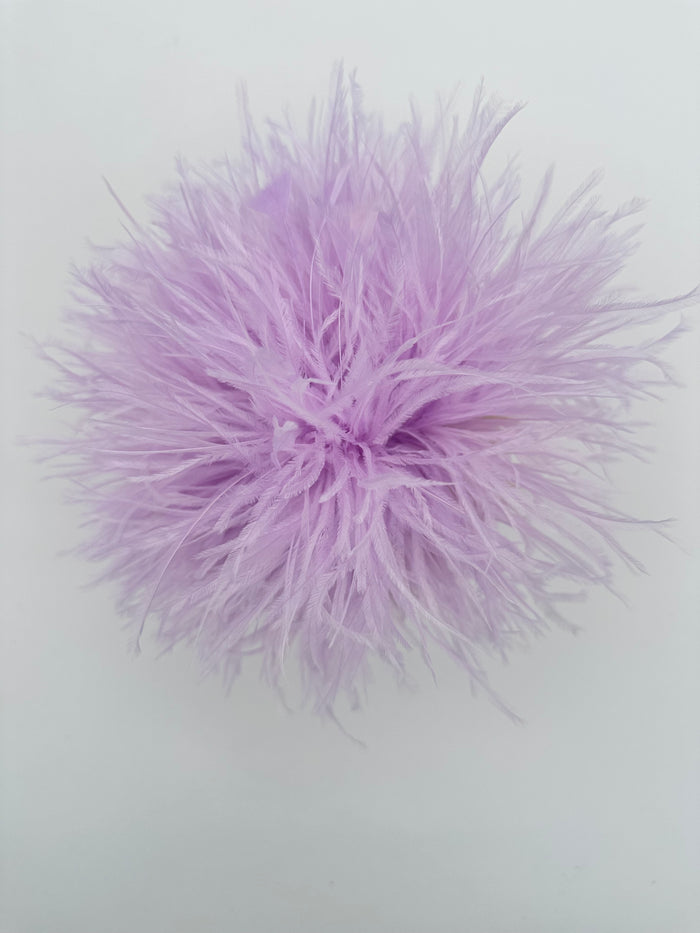 Light Purple Ostrich Feather Brooch with Triangle Feather Accents