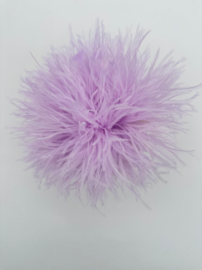 Light Purple Ostrich Feather Brooch with Triangle Feather Accents