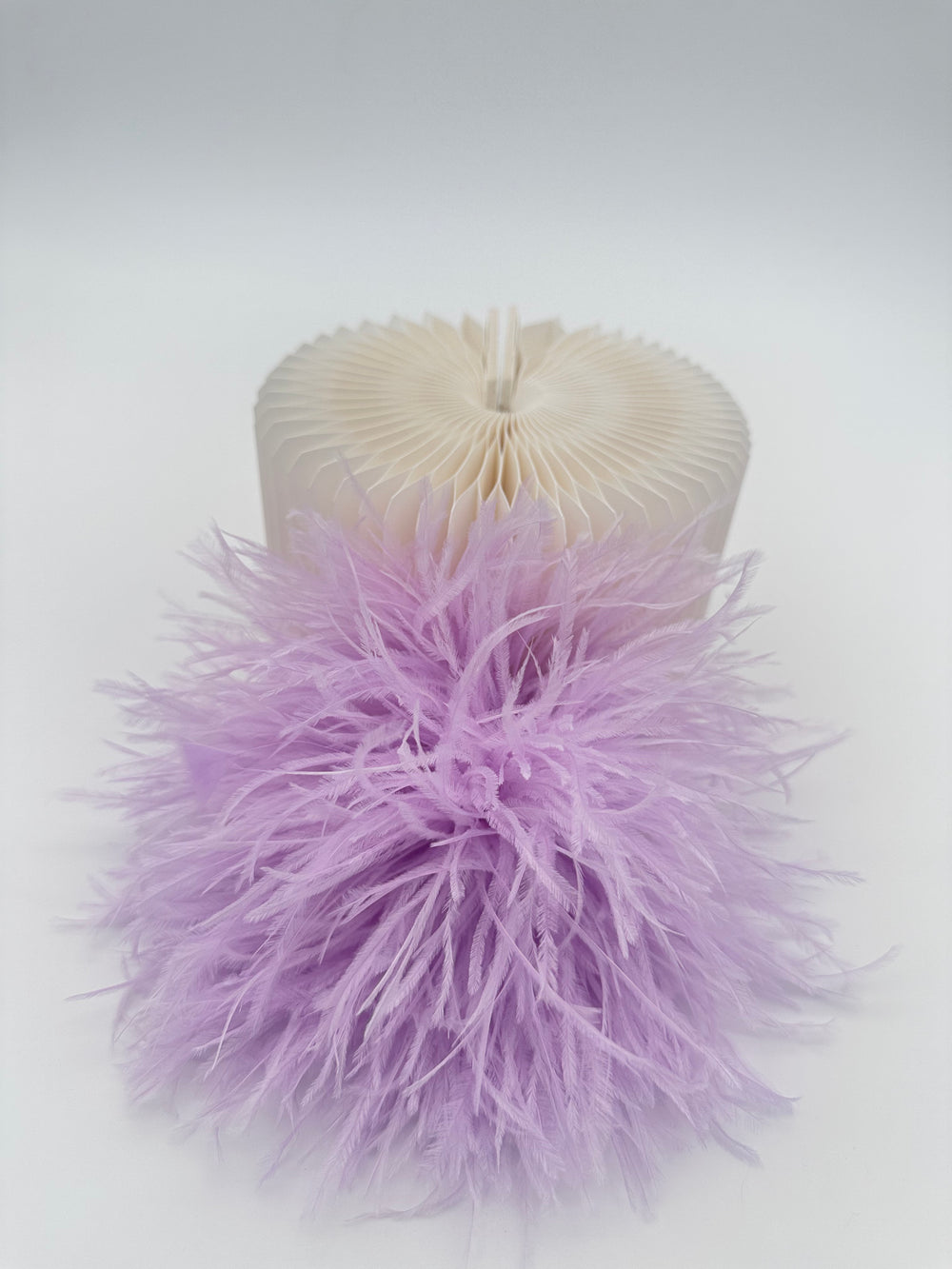 Light Purple Ostrich Feather Brooch with Triangle Feather Accents