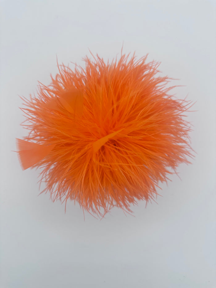 Orange Ostrich Feather Brooch with Triangle Feather Accents