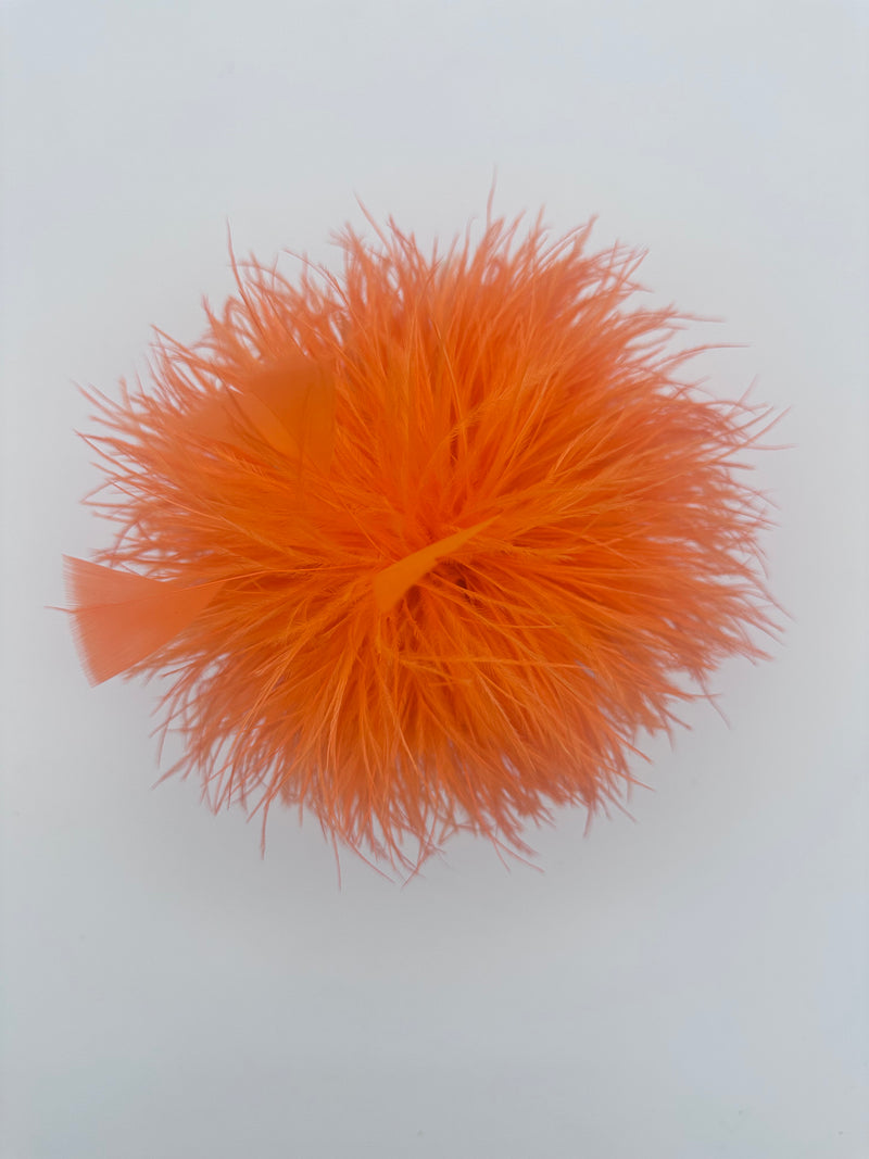 Orange Ostrich Feather Brooch with Triangle Feather Accents
