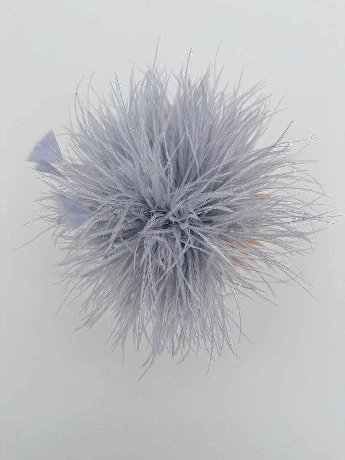 Grey Ostrich Feather Brooch with Triangle Feather Accents