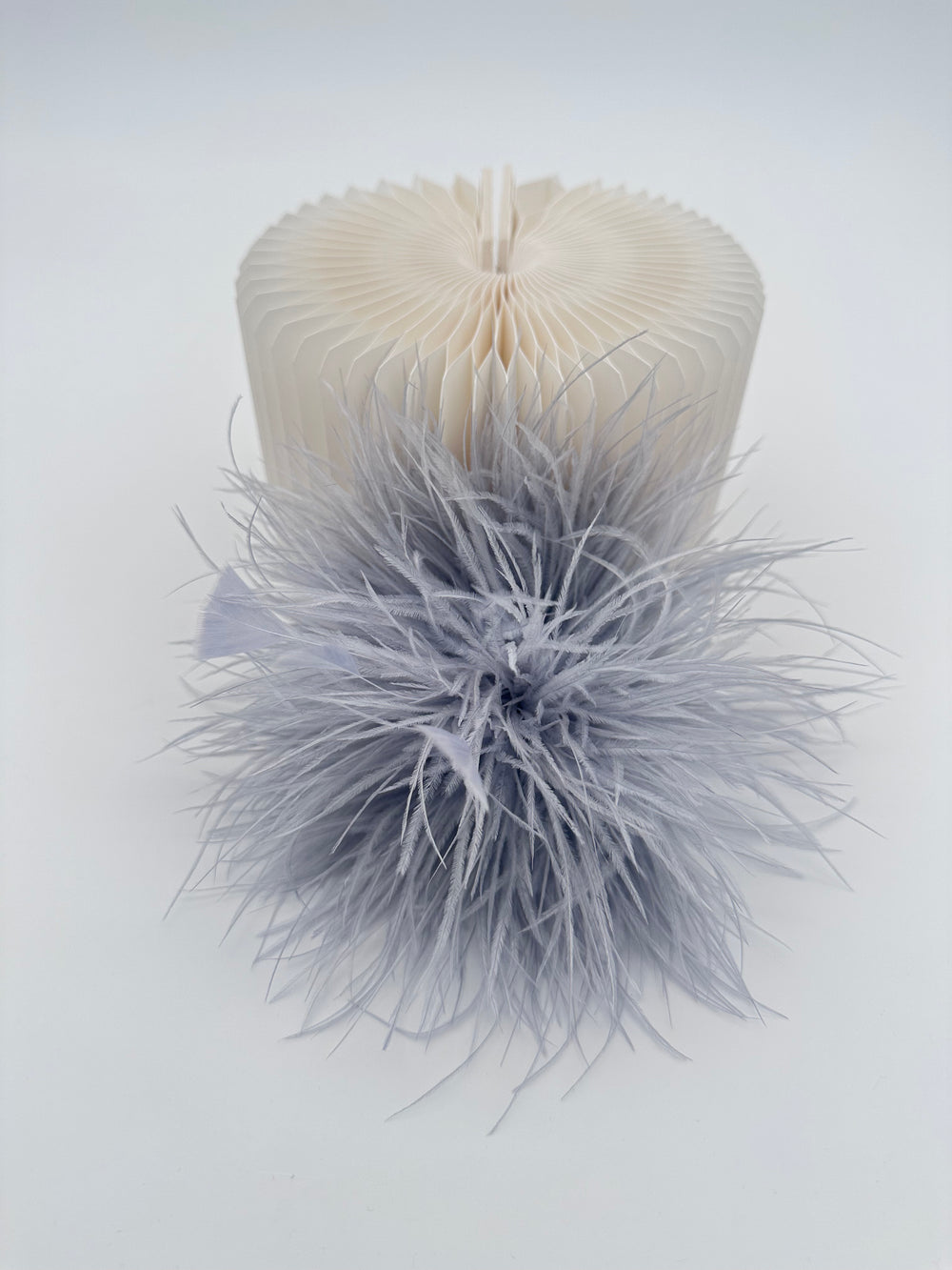 Navy Blue Ostrich Feather Brooch with Triangle Feather Accents