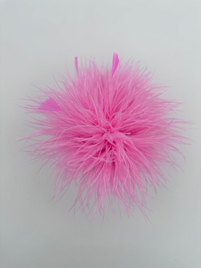Pink Ostrich Feather Brooch with Triangle Feather Accents