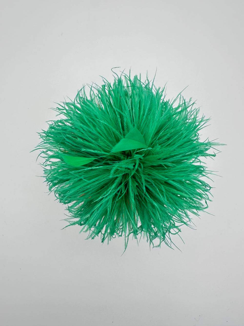 Grass Green Ostrich Feather Brooch with Triangle Feather Accents