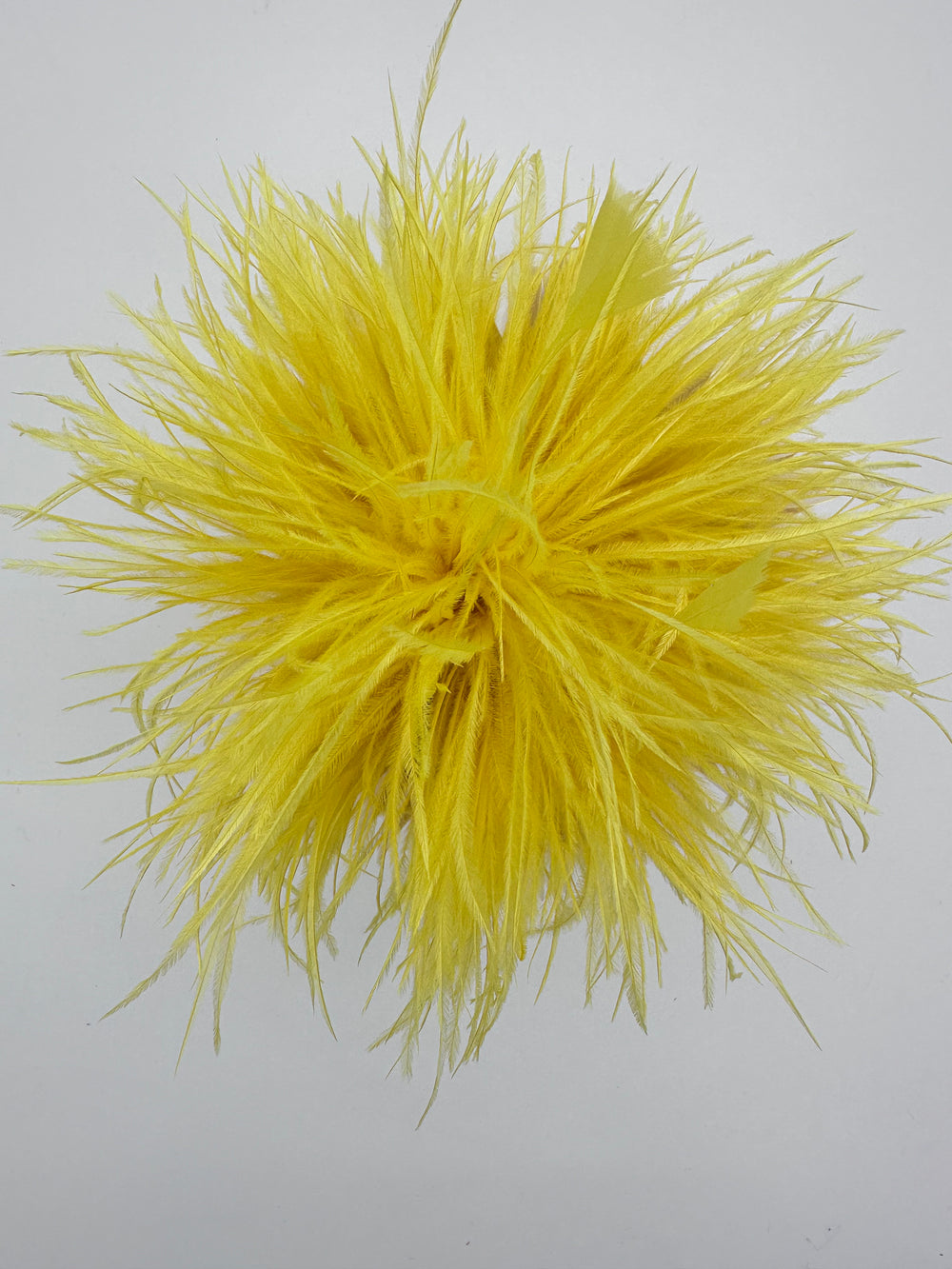 Yellow Ostrich Feather Brooch with Triangle Feather Accents