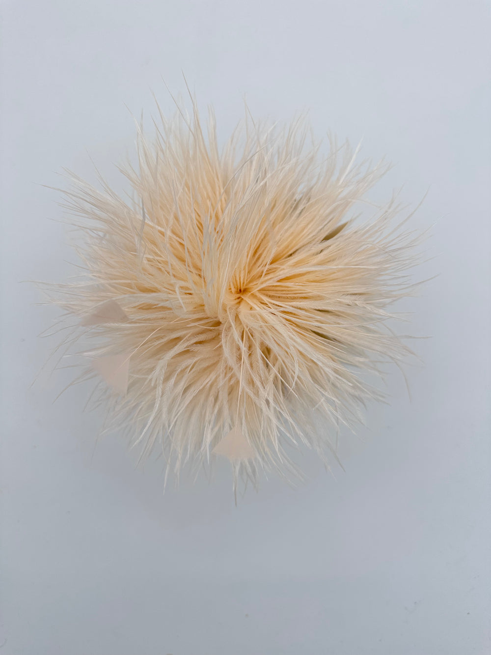 Champagne Ostrich Feather Brooch with Triangle Feather Accents