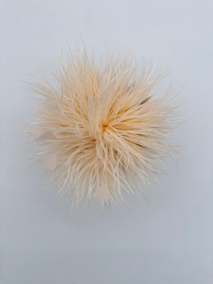 Champagne Ostrich Feather Brooch with Triangle Feather Accents