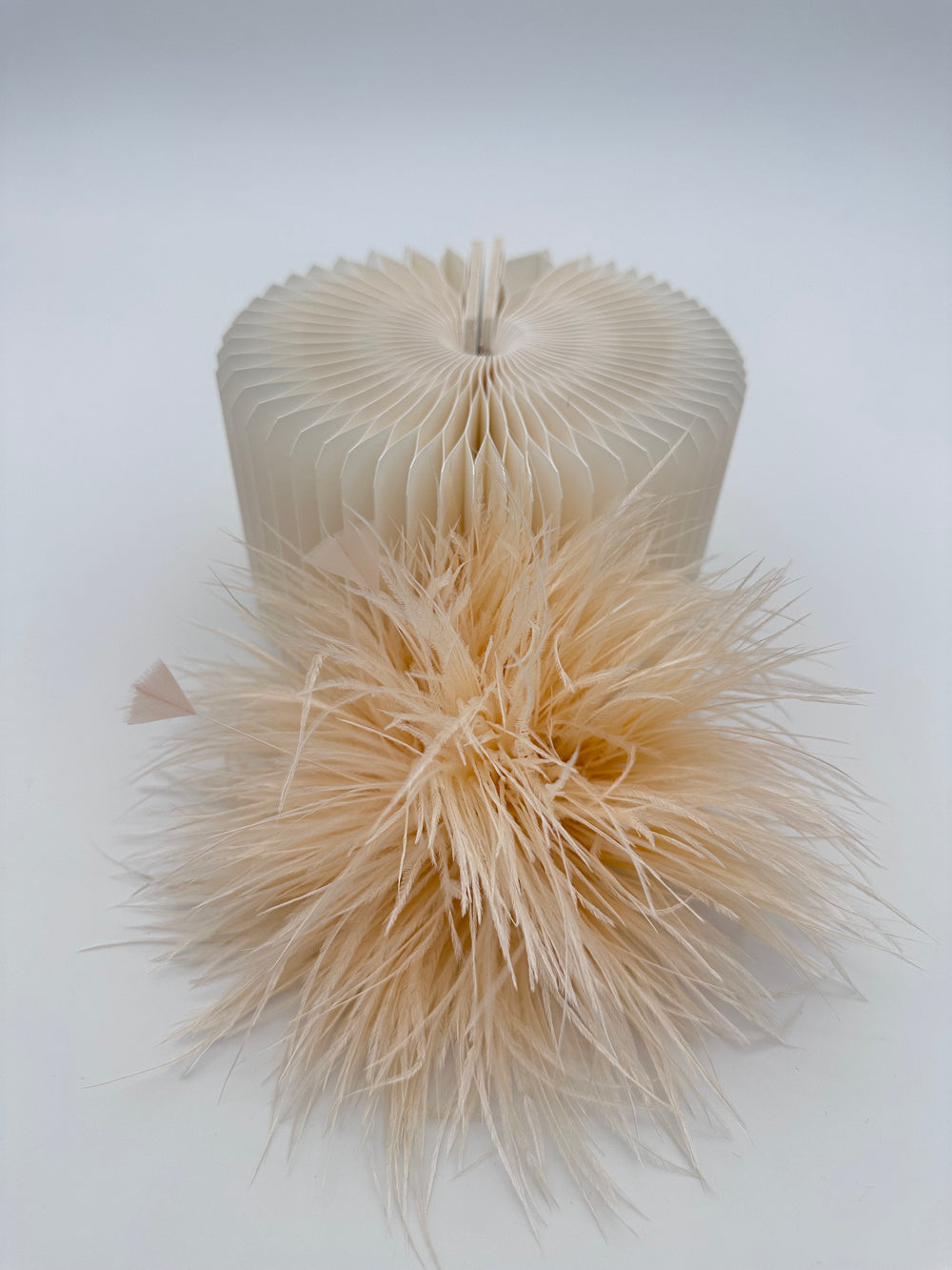 Champagne Ostrich Feather Brooch with Triangle Feather Accents