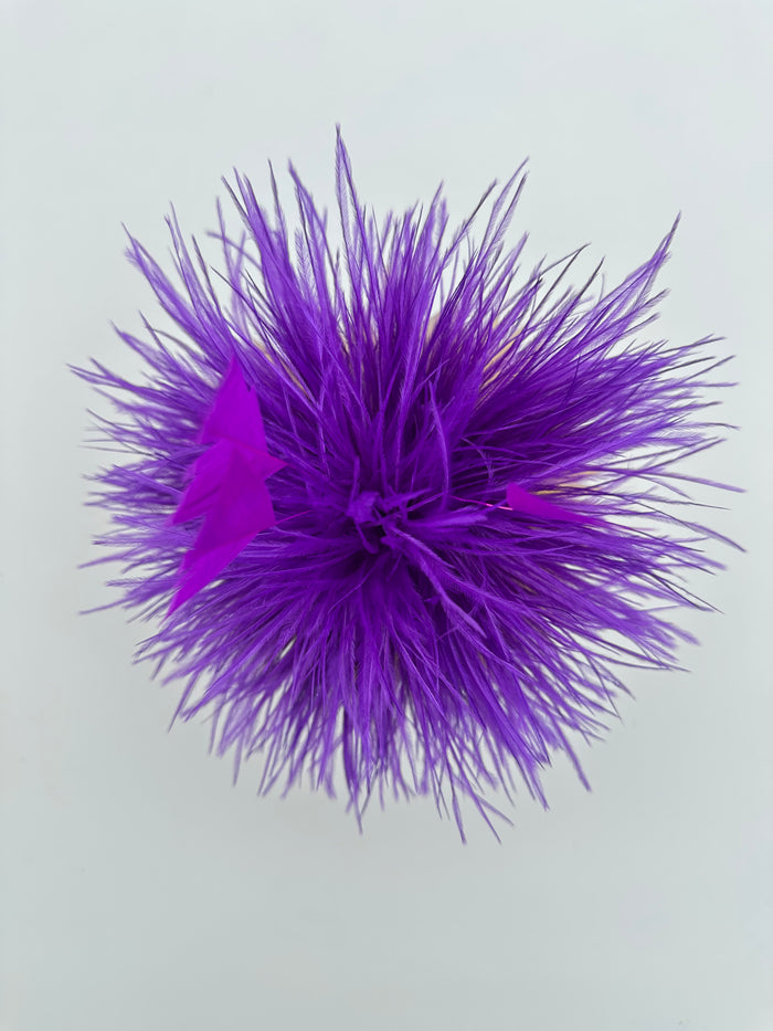 Purple Ostrich Feather Brooch with Triangle Feather Accents