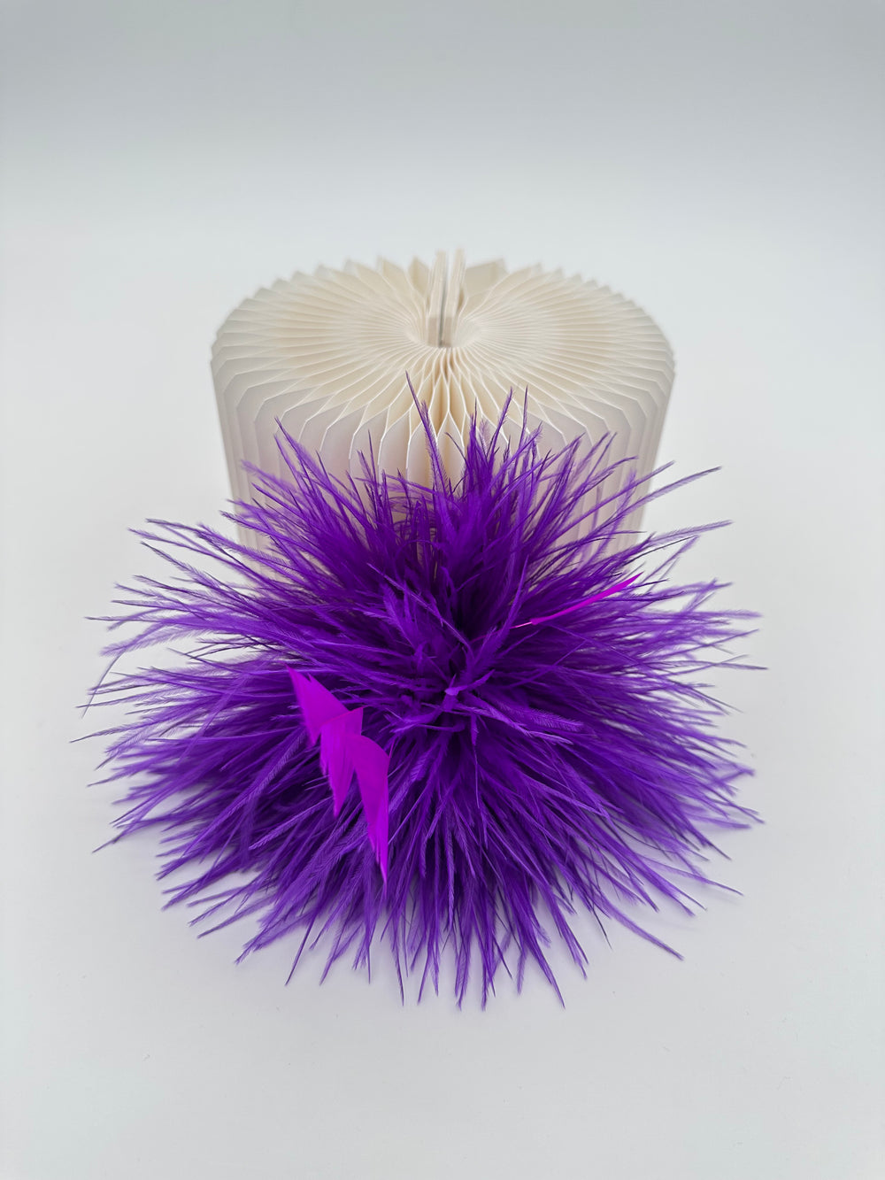 Purple Ostrich Feather Brooch with Triangle Feather Accents