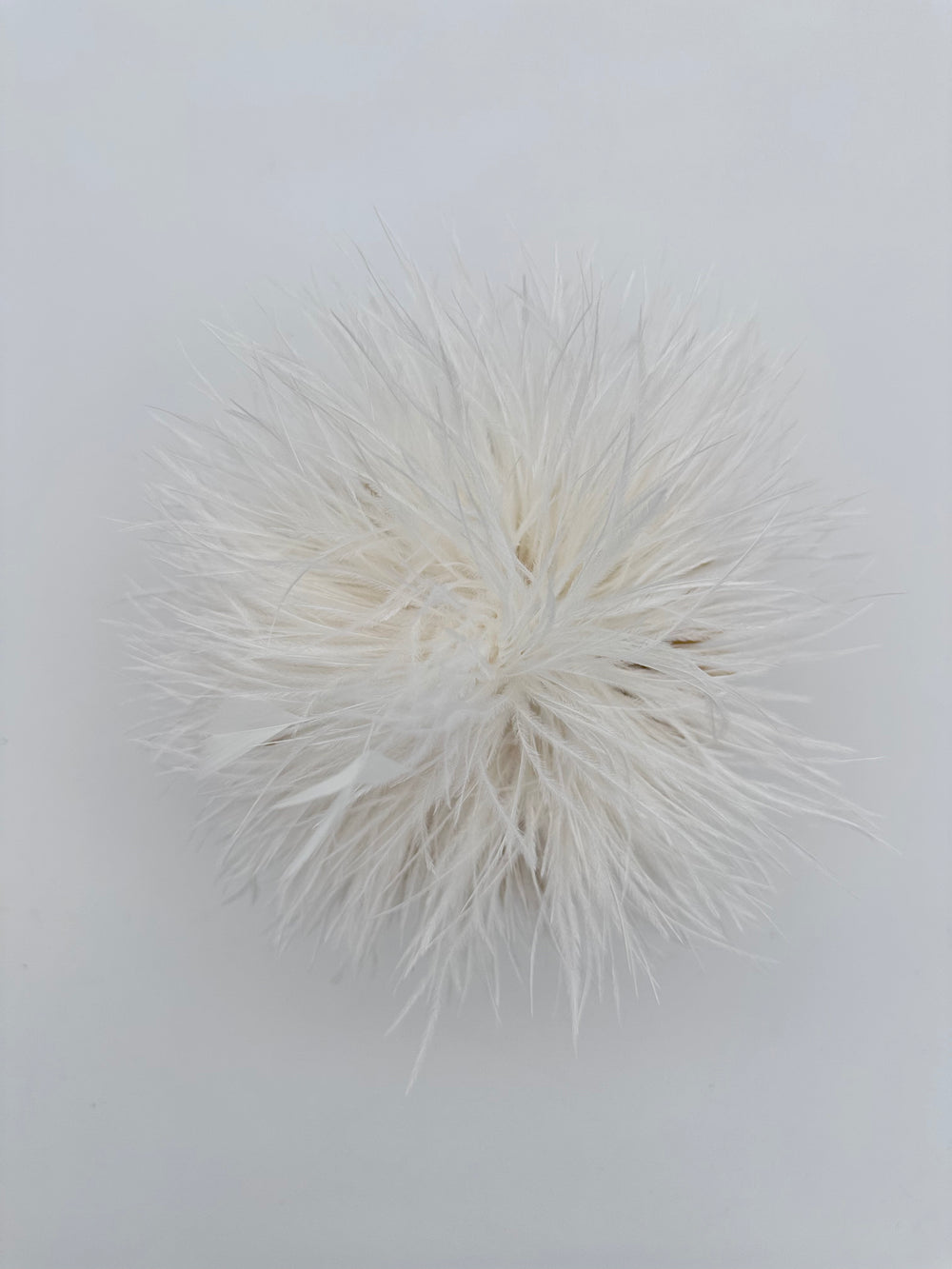 White Ostrich Feather Brooch with Triangle Feather Accents
