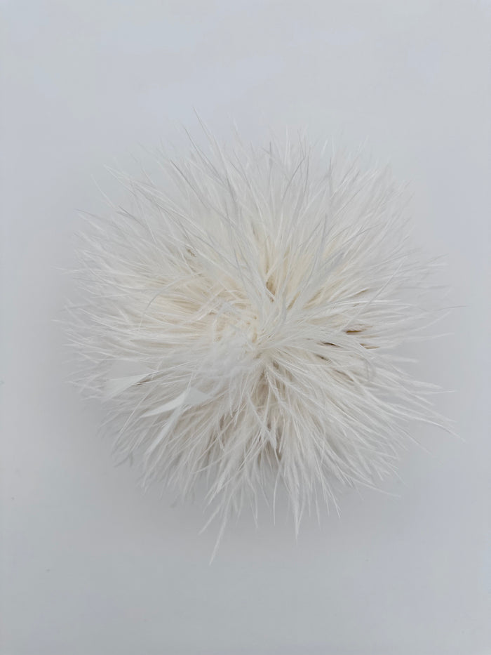 White Ostrich Feather Brooch with Triangle Feather Accents